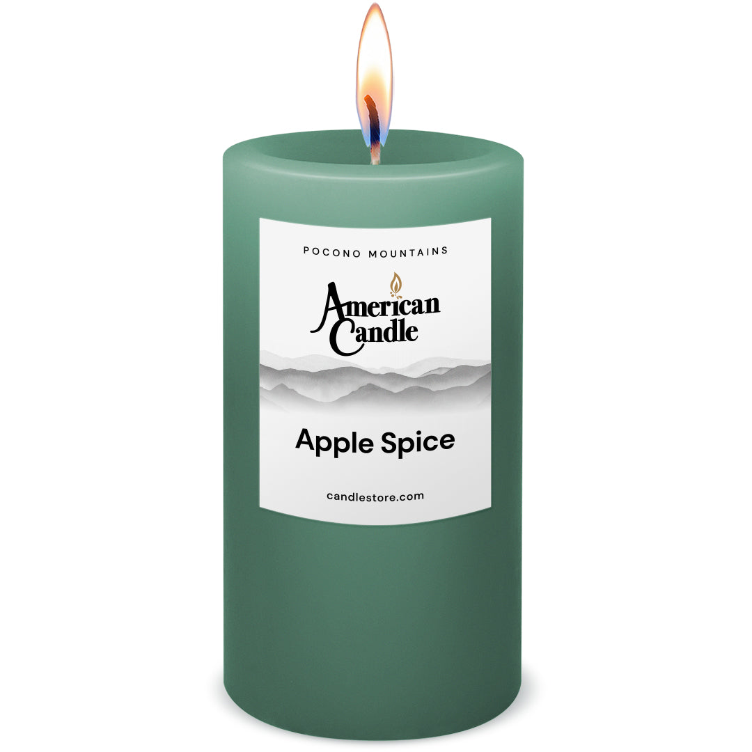 American Candle Apple Spice Scented 3x6 Pillar Candle with Flame - Made in the USA
