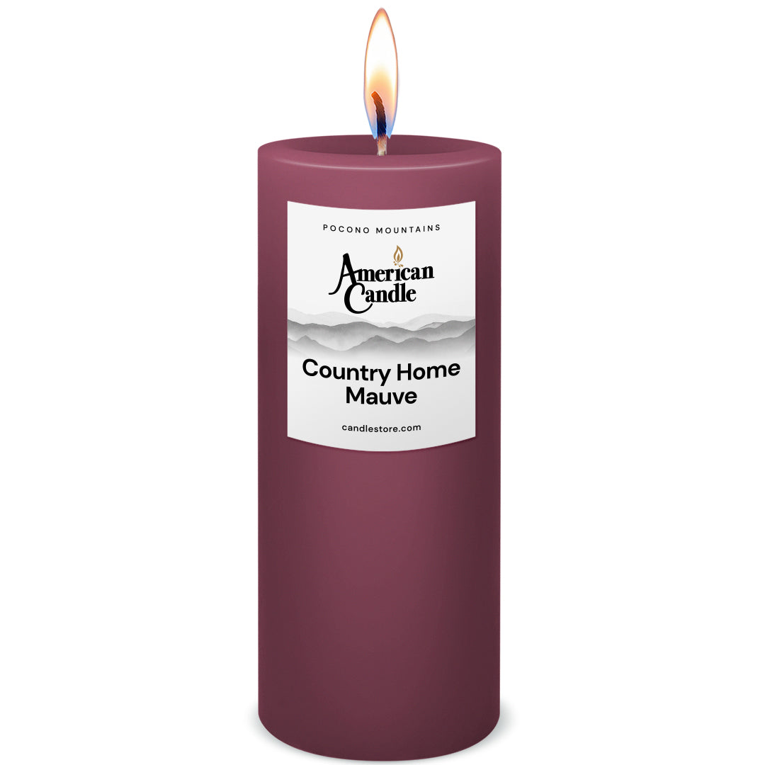 American Candle Count Home Mauve 3x9 Scented Pillar Candle with Flame - Made in the USA