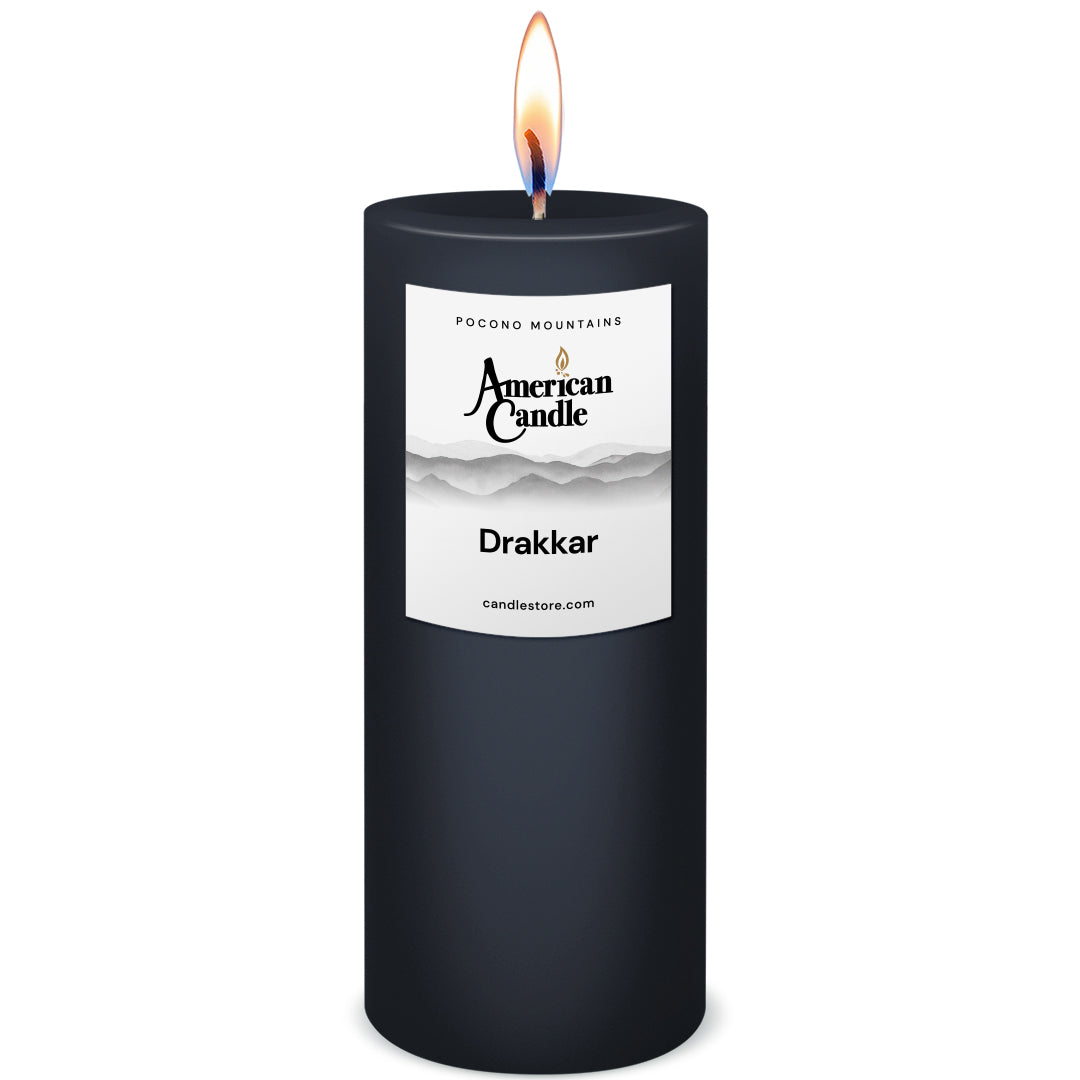 American Candle Drakkar 3x9 Scented Pillar Candle with Flame - Made in the USA