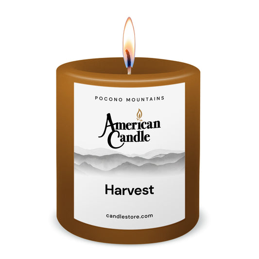 American Candle Harvest 3x3 Scented Pillar Candle with Flame - Made in the USA