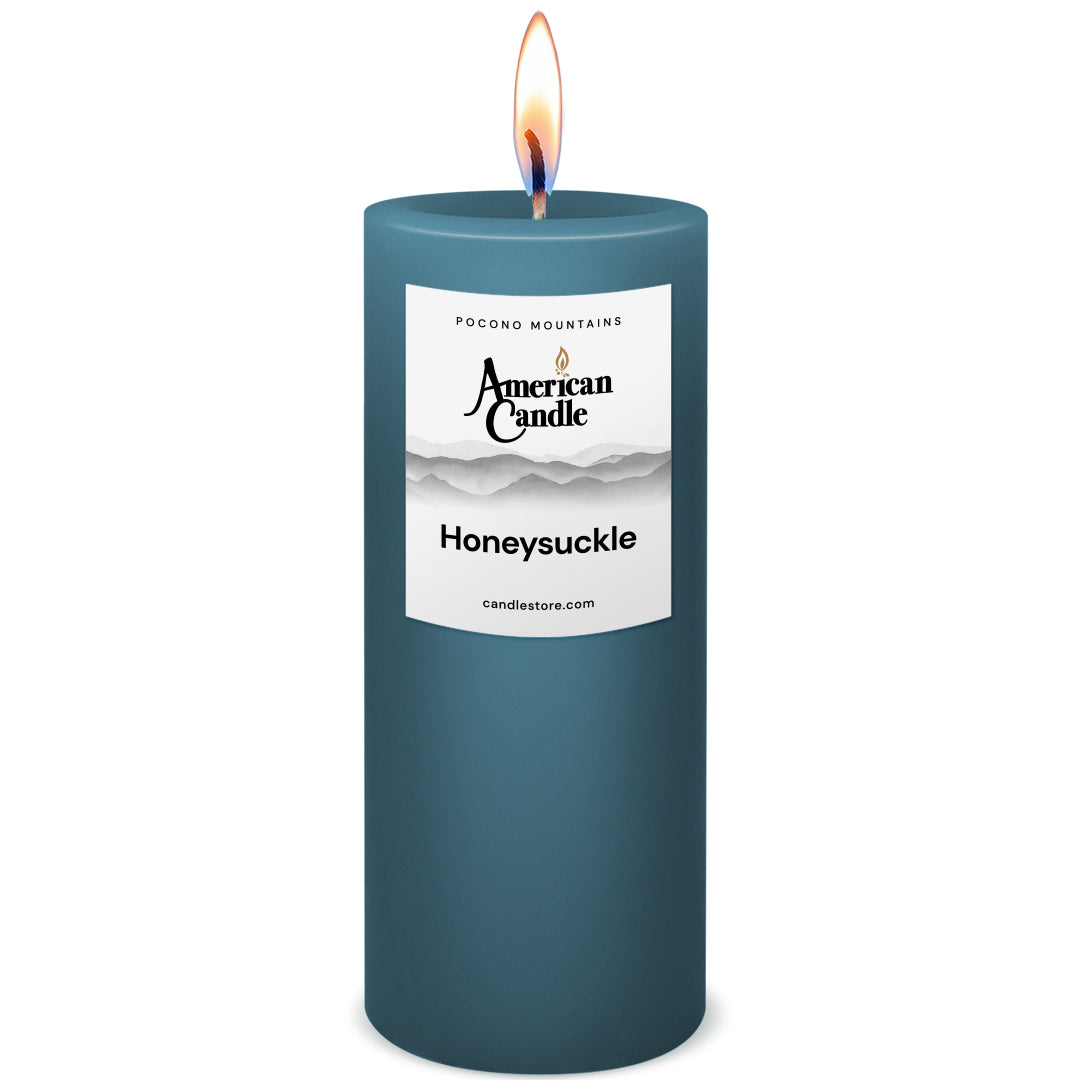 American Candle Honeysuckle 3x9 Scented Pillar Candle with Flame - Made in the USA