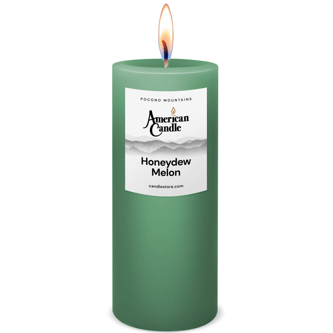 American Candle Honeydew 3x9 Scented Pillar Candle with Flame - Made in the USA