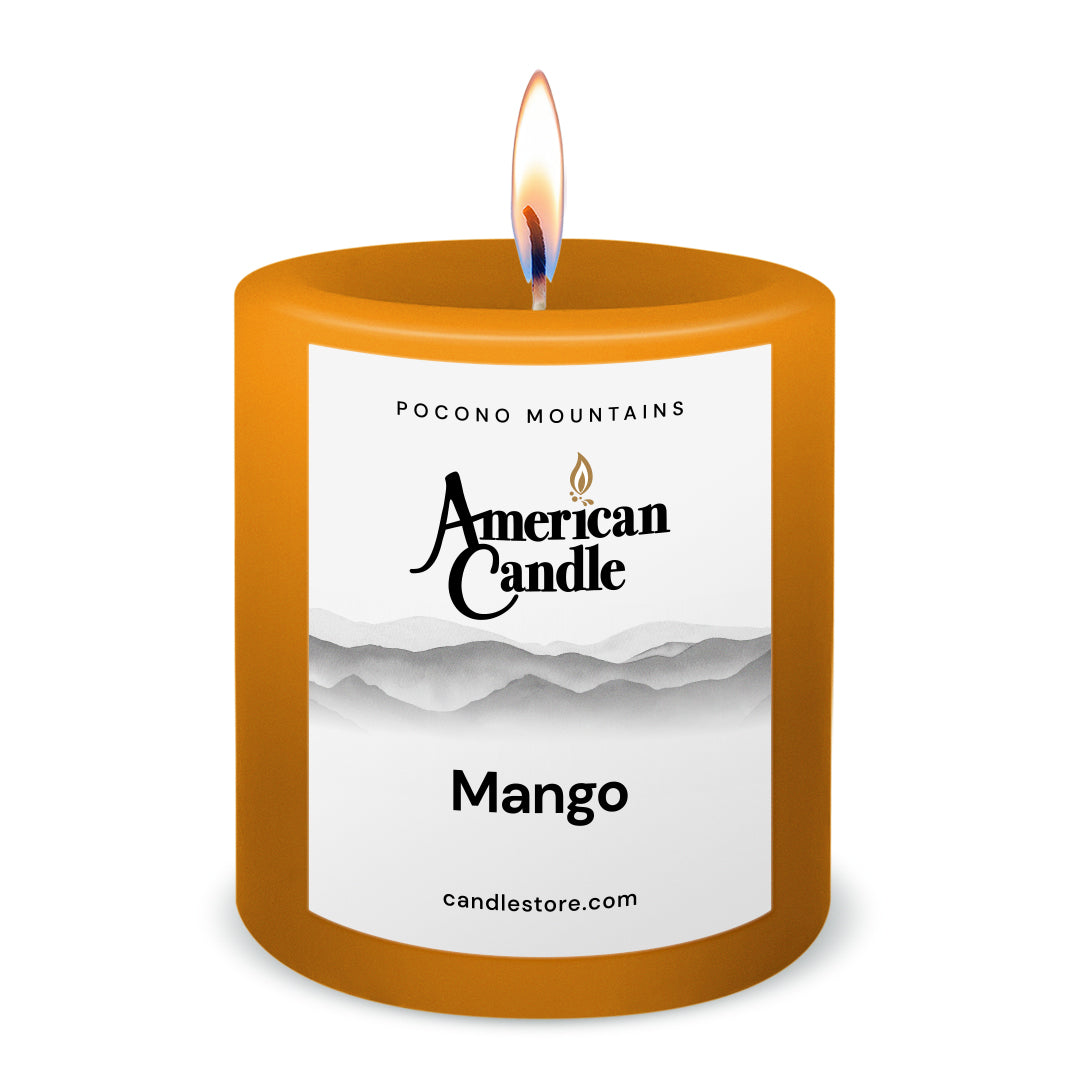 American Candle Mango Apple 3x3 Scented Pillar Candle with Flame - Made in the USA