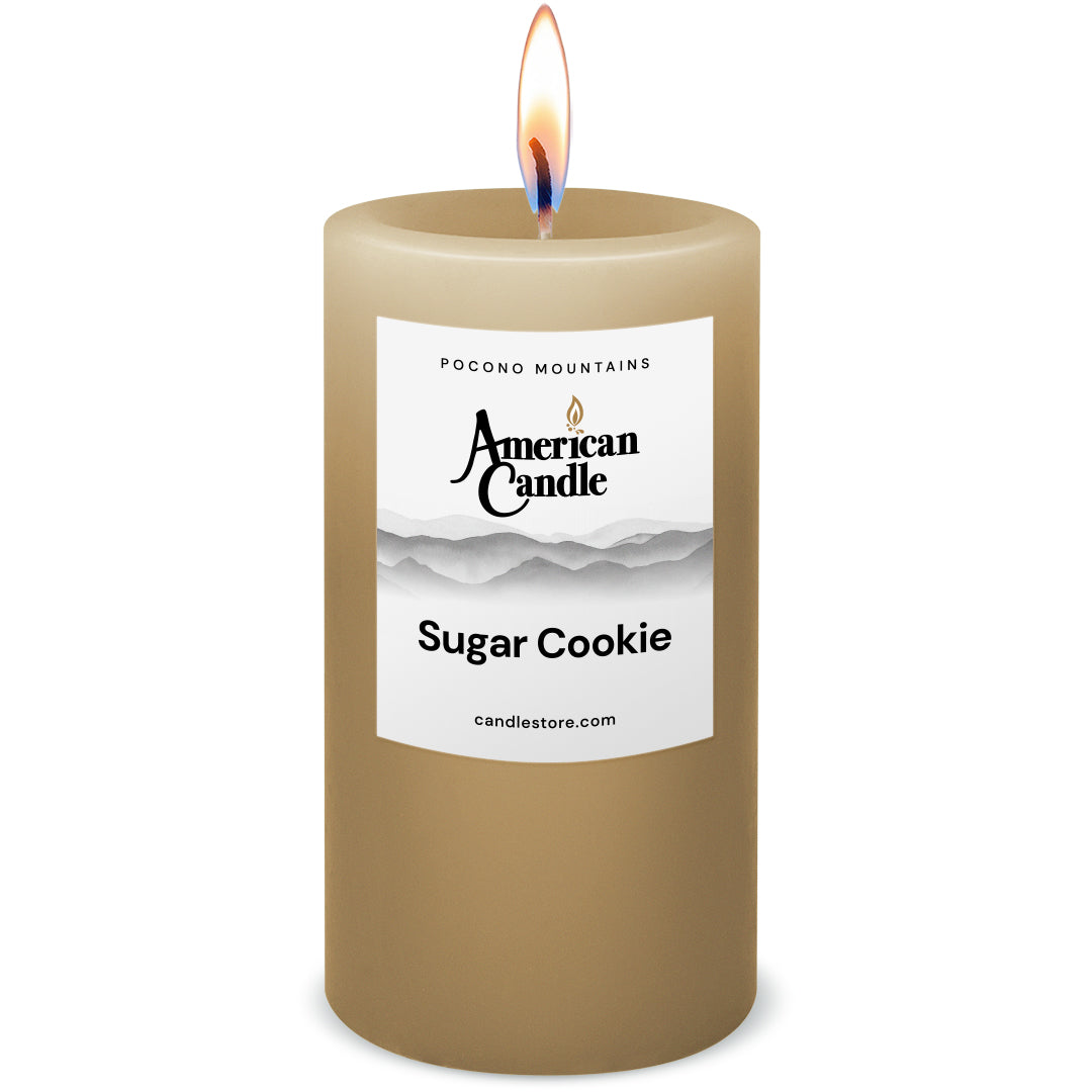American Candle Sugar Cookie Scented 3x6 Pillar Candle with Flame - Made in the USA