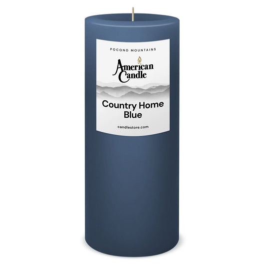 Country Home Blue Scented 3x9 Pillar Candle by American Candle