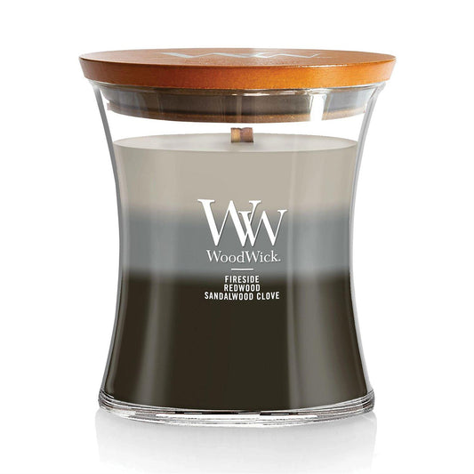 Warm Woods Scented Trilogy Medium Glass Jar Candle by WoodWick