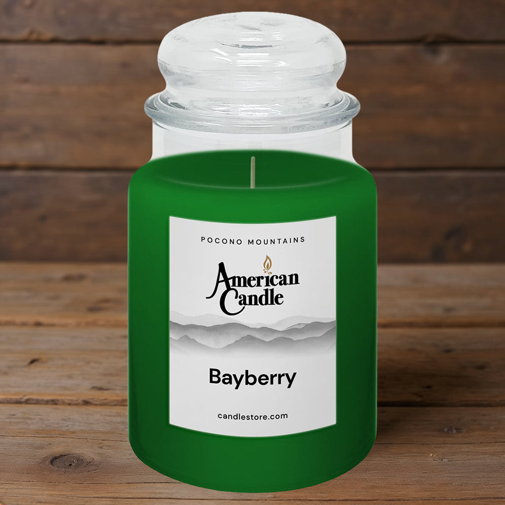 American Candle Bayberry Scented Jar Candle on Wooded Table