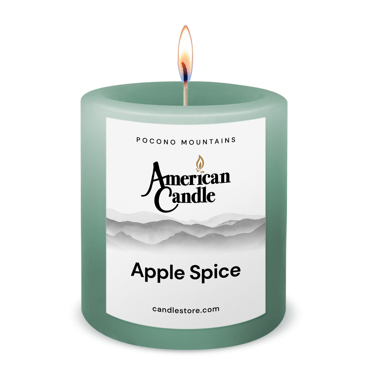 American Candle Apple Spice 3x3 Scented Pillar Candle with Flame - Made in the USA
