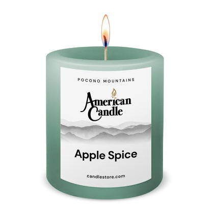 American Candle Apple Spice 3x3 Scented Pillar Candle with Flame - Made in the USA