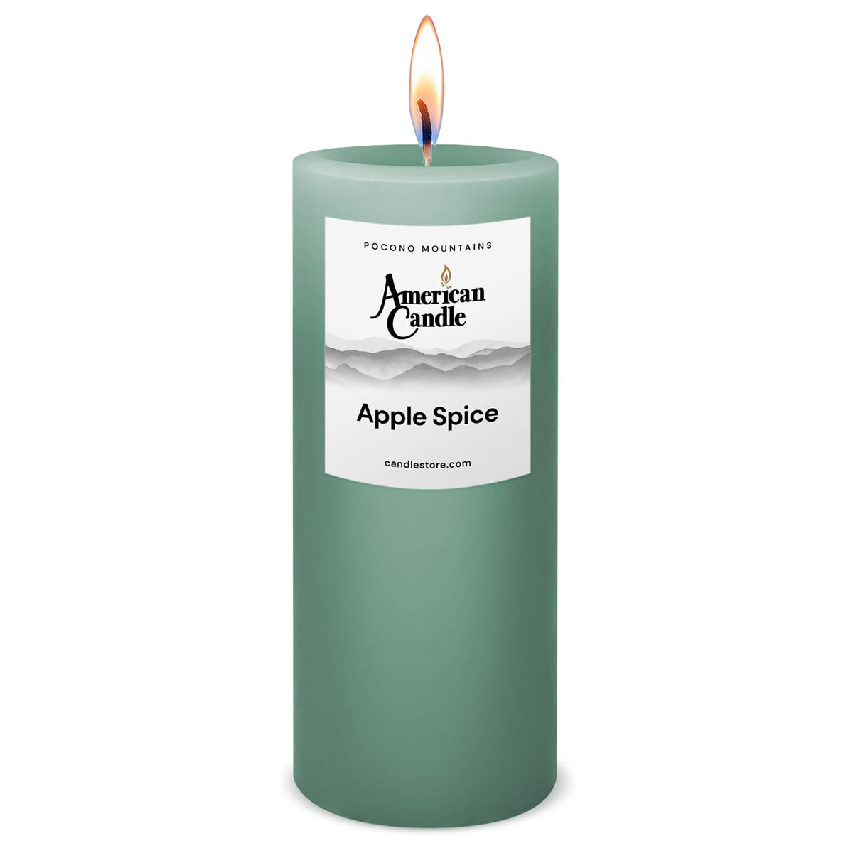 American Candle Apple Spice 3x9 Scented Pillar Candle with Flame - Made in the USA