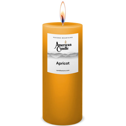 American Candle Apricot 3x9 Scented Pillar Candle with Flame - Made in the USA