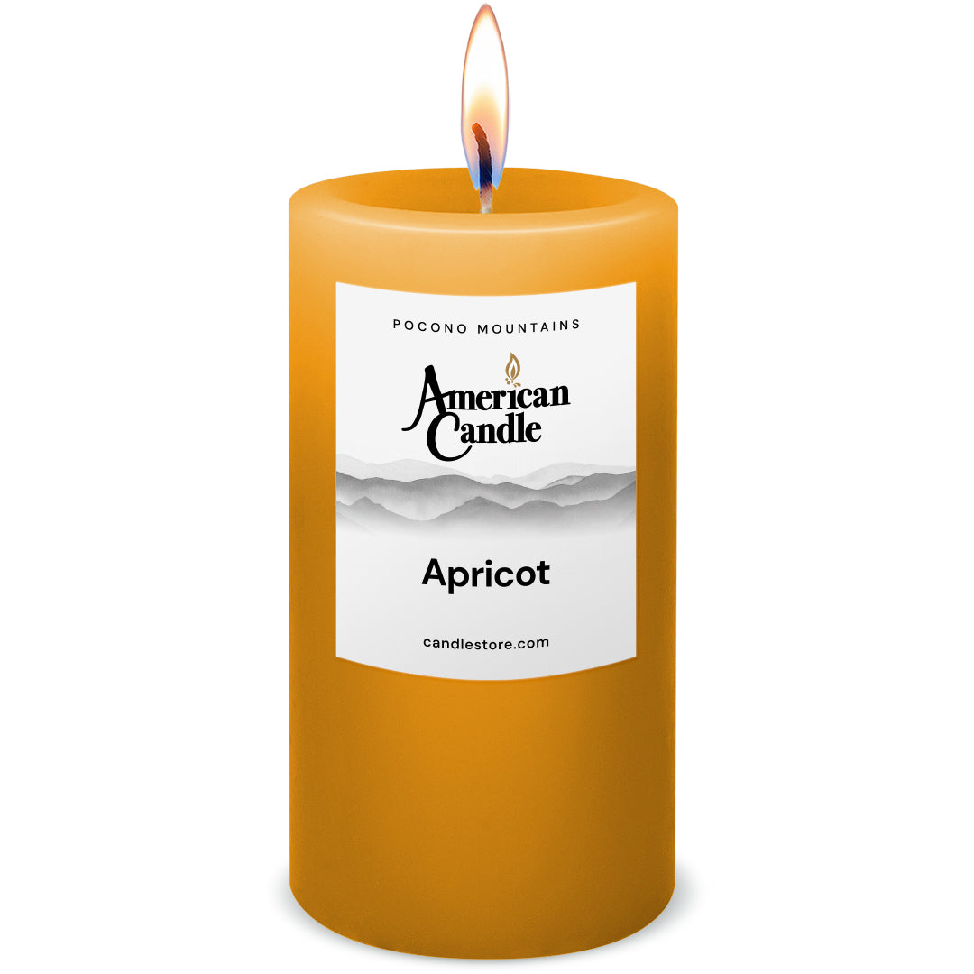 American Candle Apricot Scented 3x6 Pillar Candle with Flame - Made in the USA