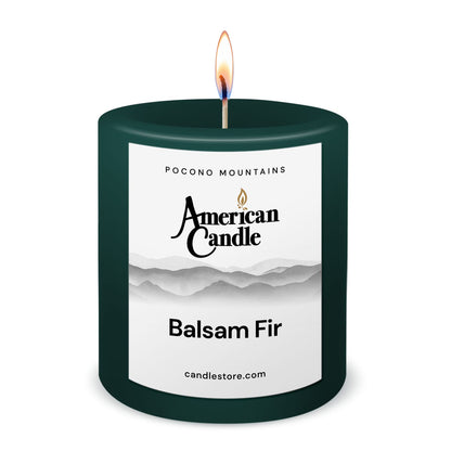 American Candle Balsam Fir 3x3 Scented Pillar Candle with Flame - Made in the USA