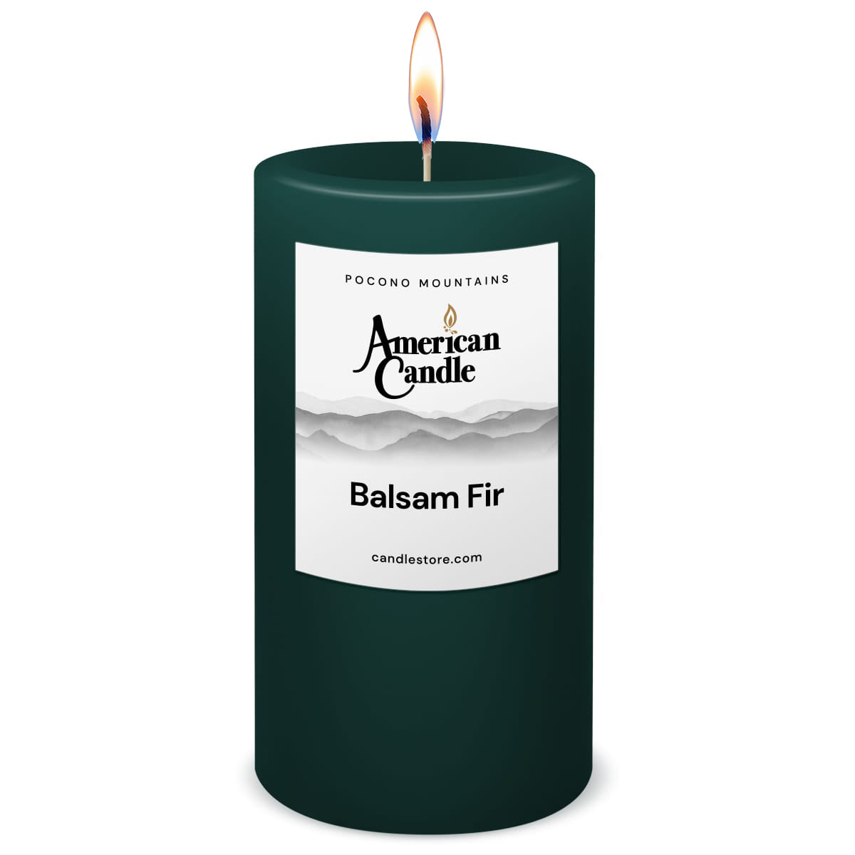 American Candle Balsam Fir 3x6 Scented Pillar Candle with Flame - Made in the USA
