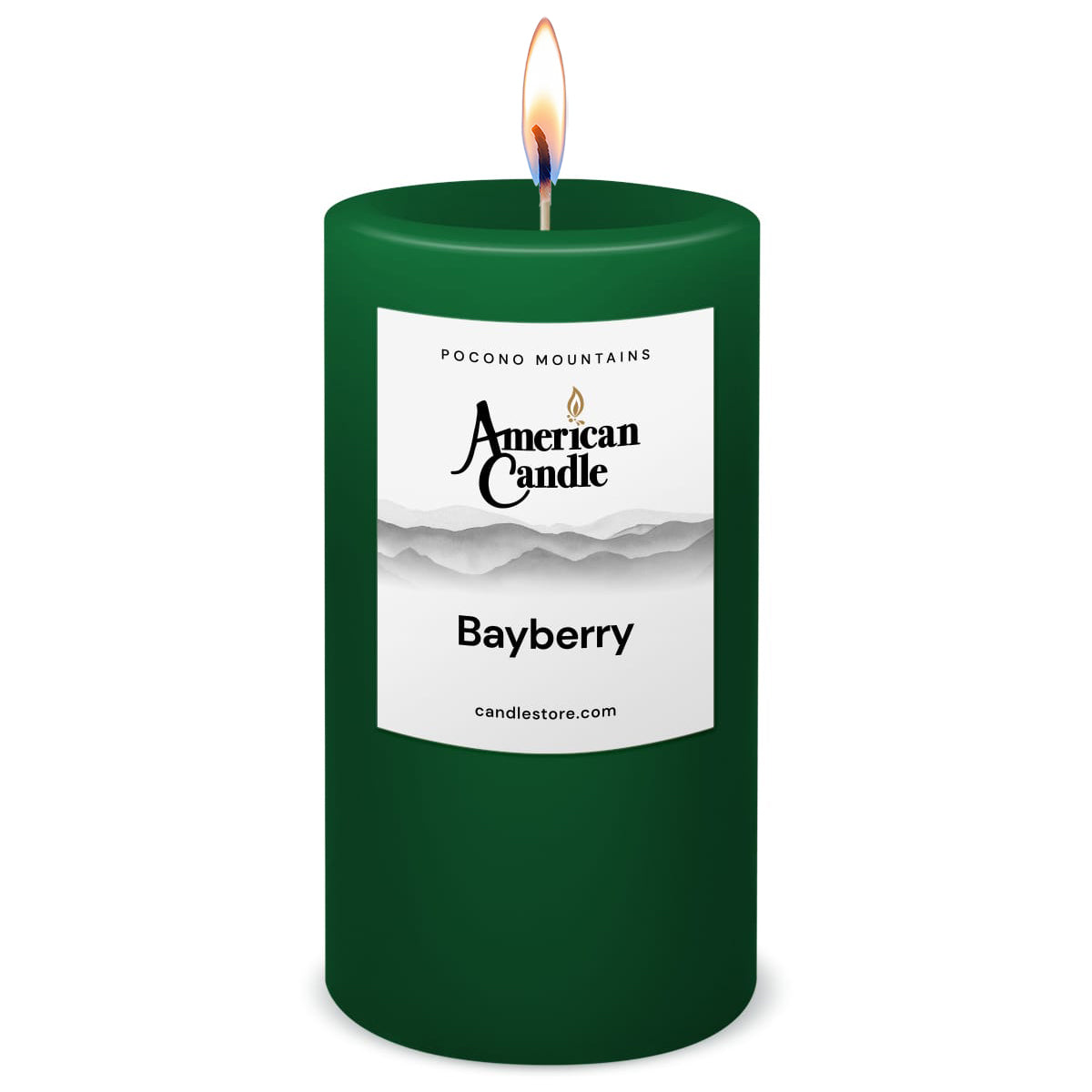 American Candle Bayberry 3x6 Scented Pillar Candle with Flame - Made in the USA
