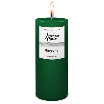 American Candle Bayberry 3x9 Scented Pillar Candle with Flame - Made in the USA