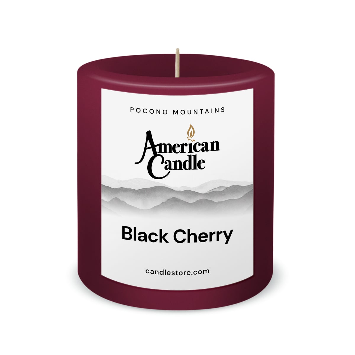 American Candle Black Cherry 3x3 Scented Pillar Candle - Made in the USA