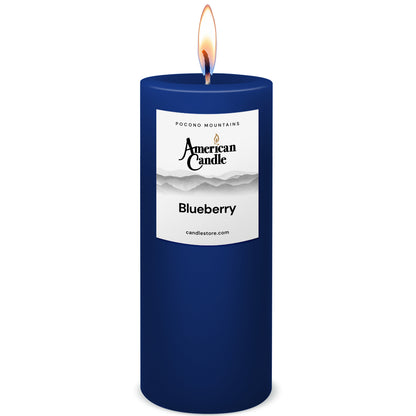 American Candle Blueberry 3x9 Scented Pillar Candle with Flame - Made in the USA