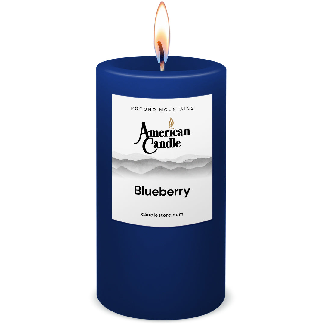 American Candle Blueberry Scented 3x6 Pillar Candle with Flame - Made in the USA