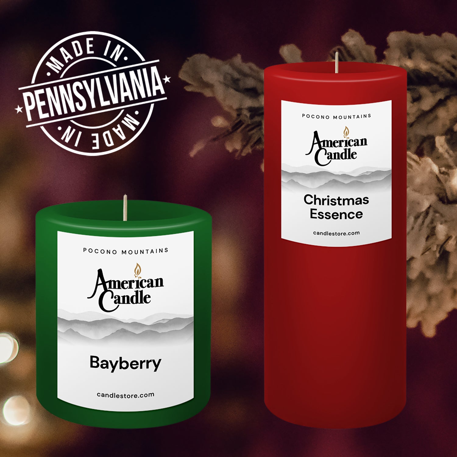 Holiday and Christmas Made in the USA Scented Candles Available @ www.CandleStore.com