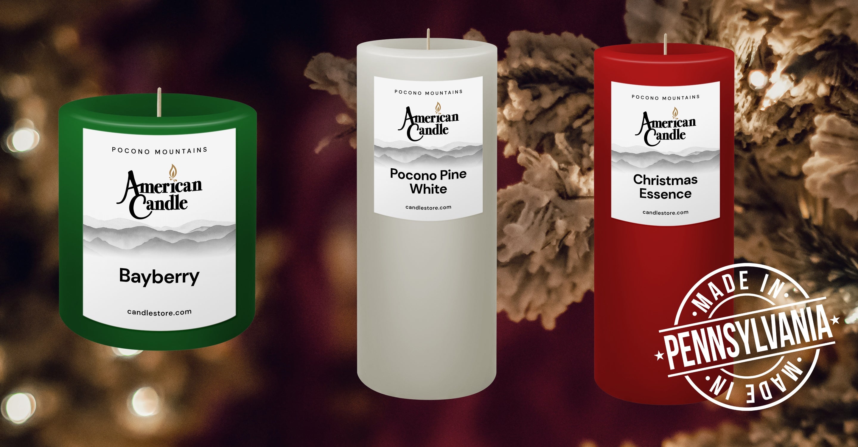 Christmas and Holiday Made in the USA Scented Candles Available @ www.CandleStore.com