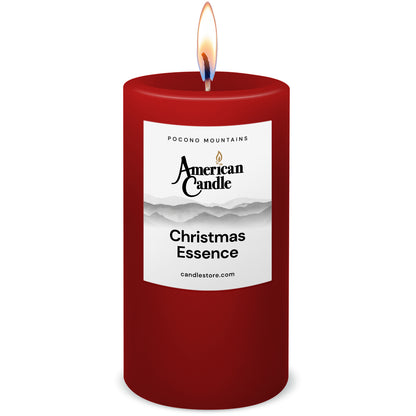 American Candle Christmas Essence Scented 3x6 Pillar Candle with Flame - Made in the USA