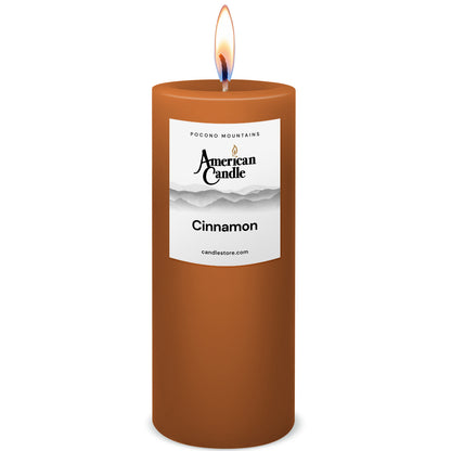 American Candle Cinnamon 3x9 Scented Pillar Candle with Flame - Made in the USA