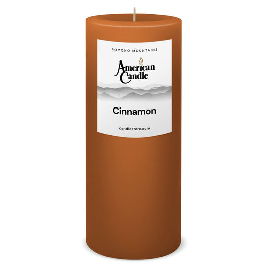 American Candle Cinnamon 3x9 Scented Pillar Candle - Made in the USA