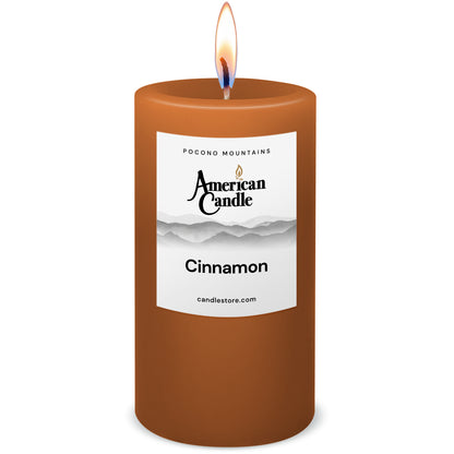 American Candle Cinnamon Scented 3x6 Pillar Candle with Flame - Made in the USA