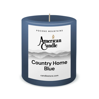 American Candle Country Home Blue 3x3 Scented Pillar Candle - Made in the USA
