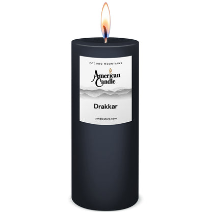 American Candle Drakkar 3x9 Scented Pillar Candle with Flame - Made in the USA