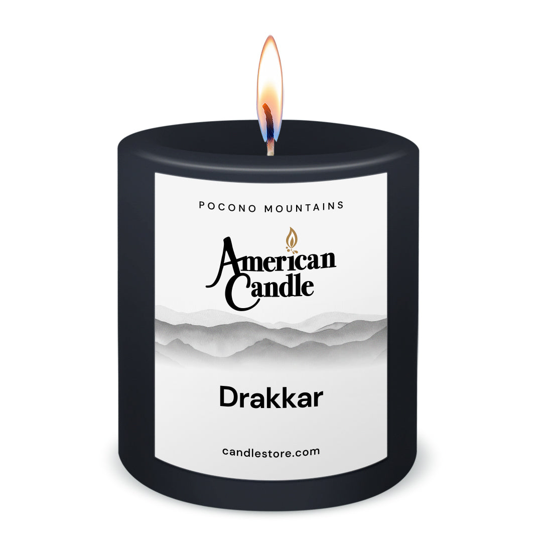 American Candle Drakkar 3x3 Scented Pillar Candle with Flame - Made in the USA