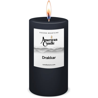 American Candle Drakkar Scented 3x6 Pillar Candle with Flame - Made in the USA