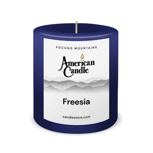 American Candle Freesia 3x3 Scented Pillar Candle - Made in the USA