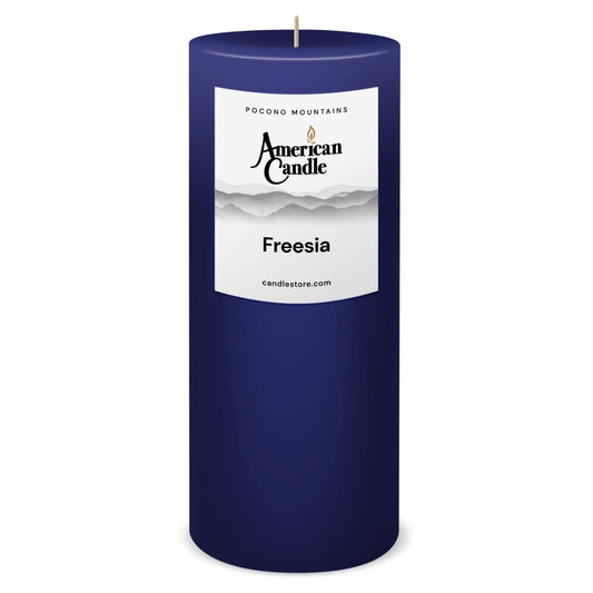 American Candle Freesia 3x9 Scented Pillar Candle - Made in the USA