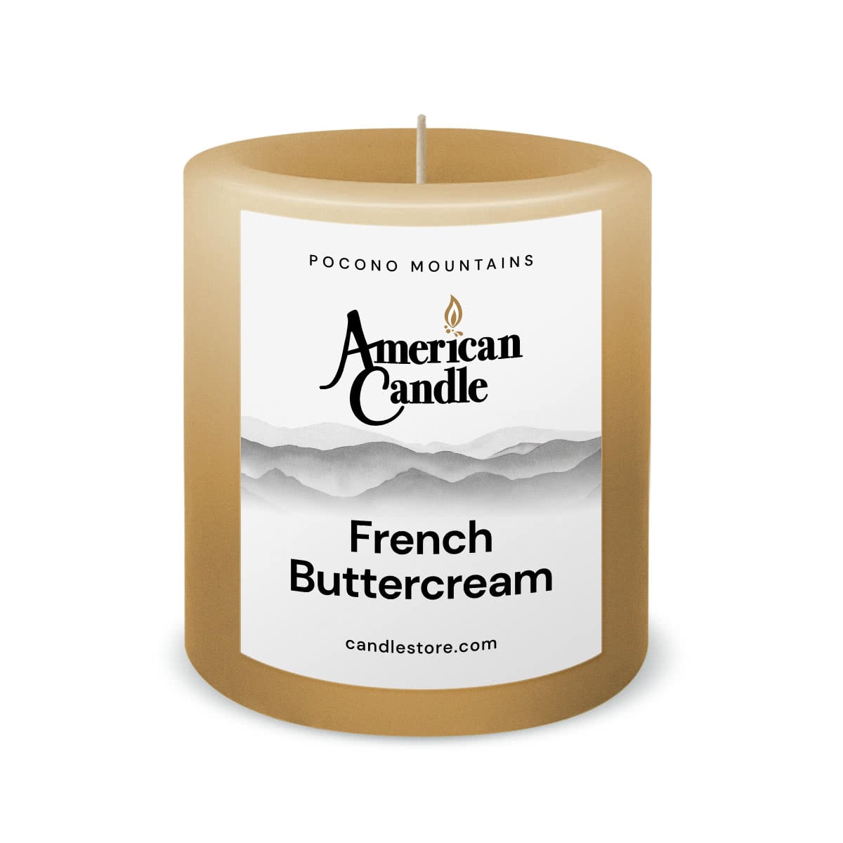 American Candle French Buttercream 3x3 Scented Pillar Candle - Made in the USA