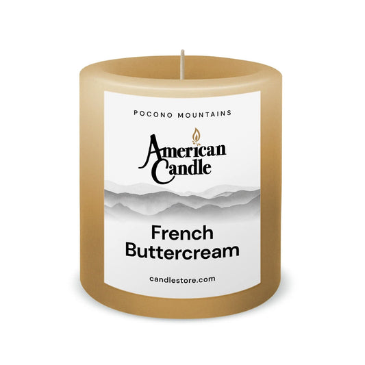 American Candle French Buttercream 3x3 Scented Pillar Candle - Made in the USA