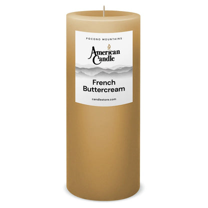 American Candle French Buttercream 3x9 Scented Pillar Candle - Made in the USA