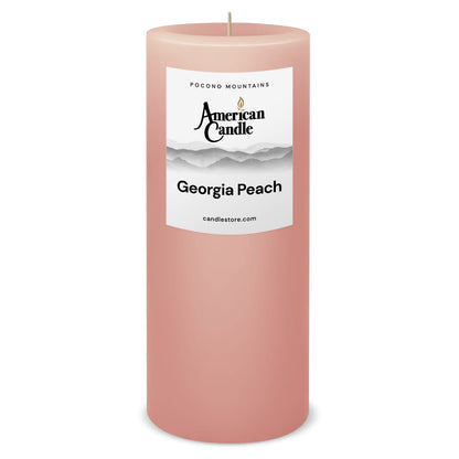 American Candle Georgia Peach 3x9 Scented Pillar Candle - Made in the USA