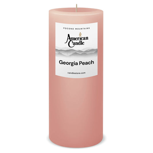 American Candle Georgia Peach 3x9 Scented Pillar Candle - Made in the USA