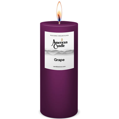 American Candle Grape 3x9 Scented Pillar Candle with Flame - Made in the USA