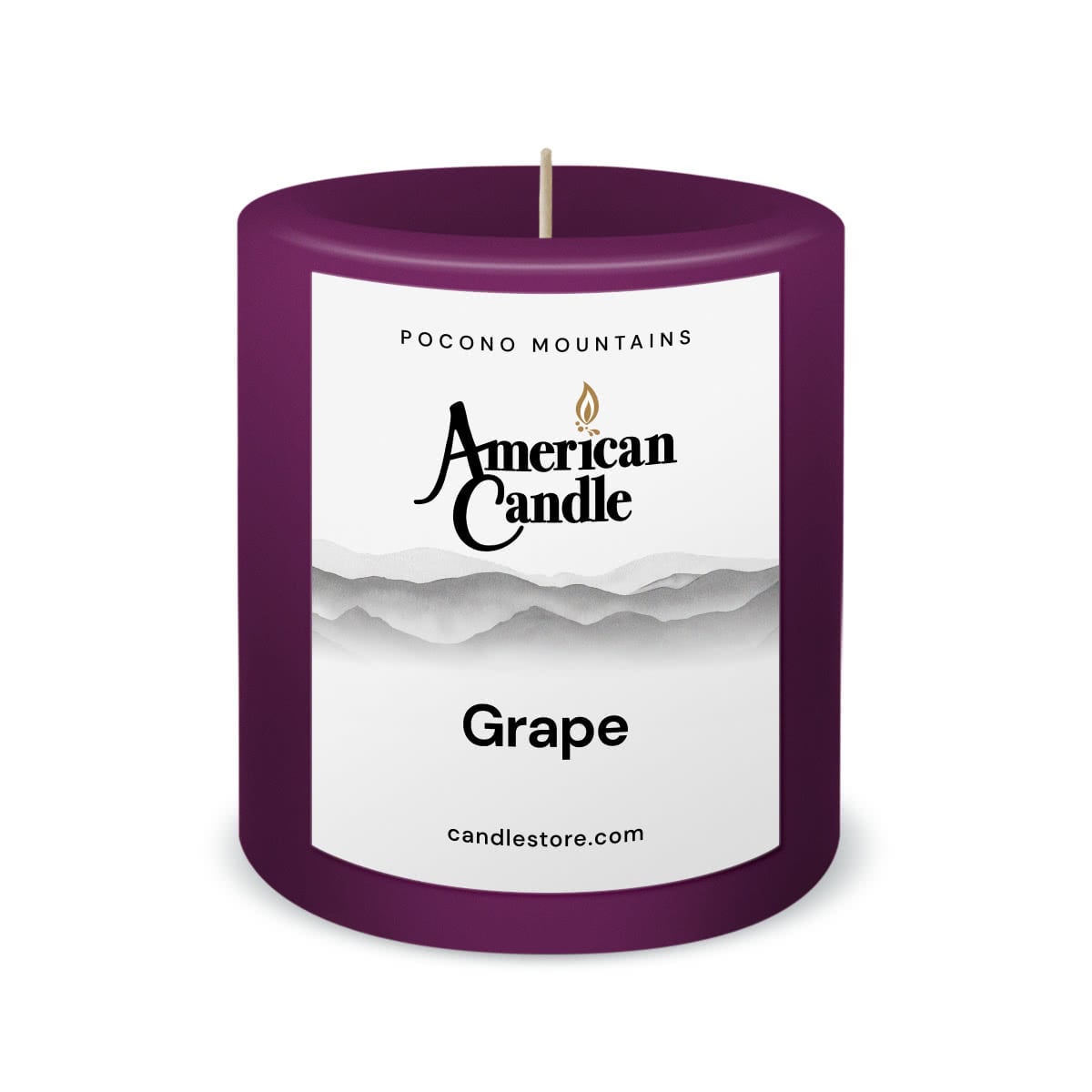 American Candle Grape 3x3 Scented Pillar Candle - Made in the USA