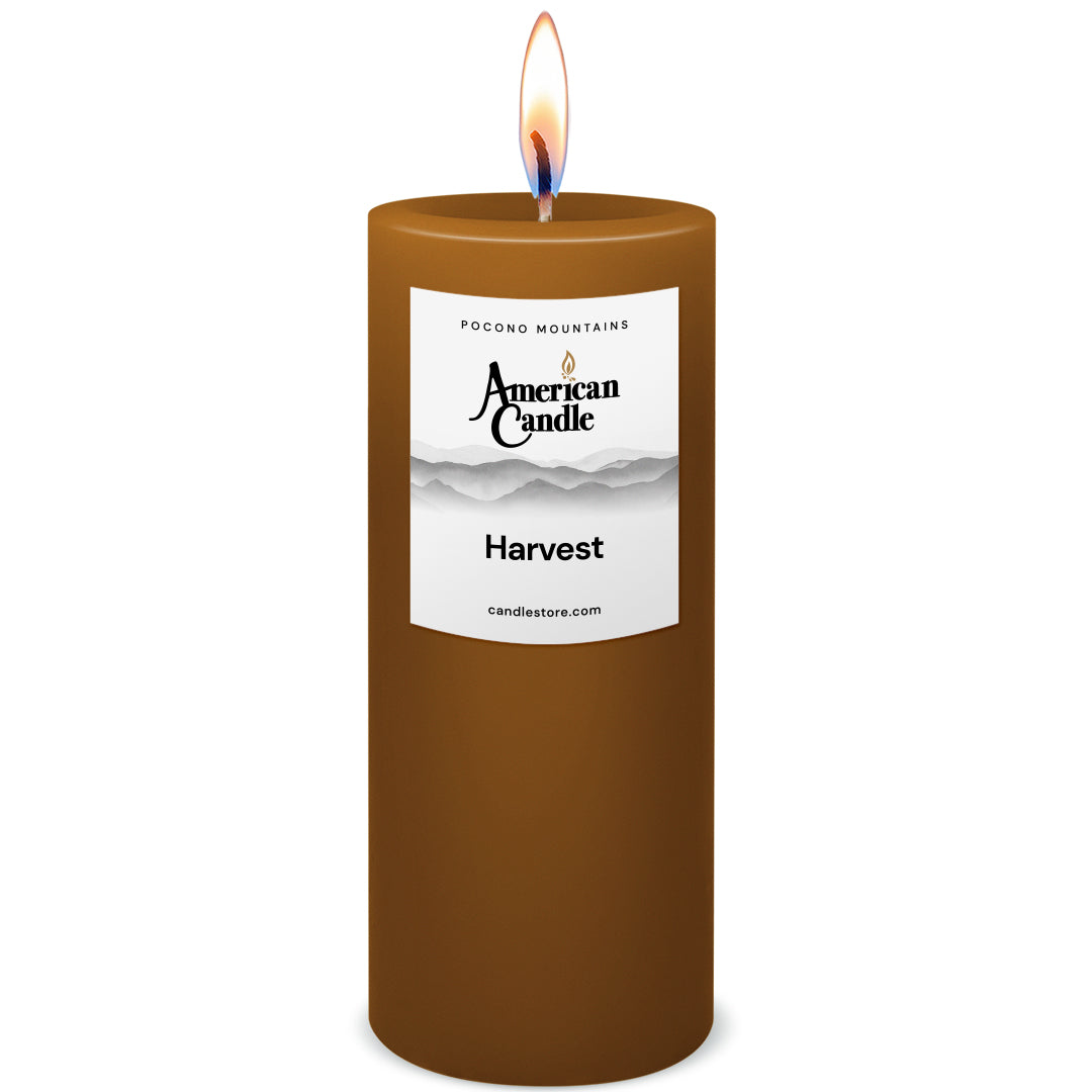 American Candle Harvest 3x9 Scented Pillar Candle with Flame - Made in the USA