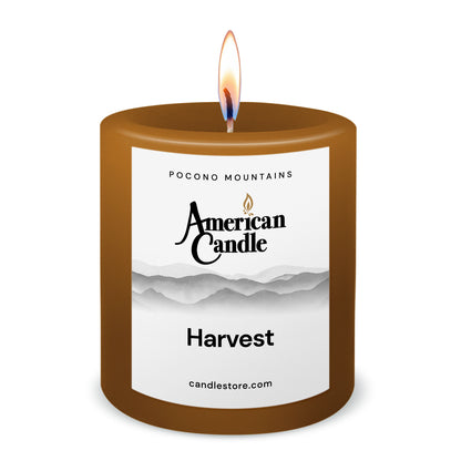American Candle Harvest 3x3 Scented Pillar Candle with Flame - Made in the USA