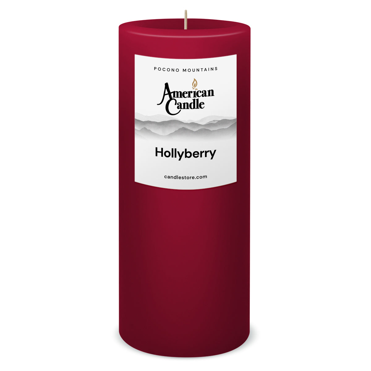 American Candle Hollyberry 3x9 Scented Pillar Candle - Made in the USA