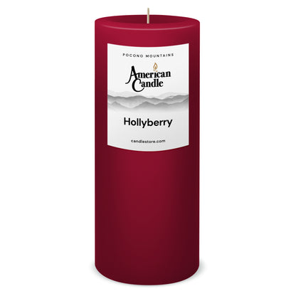 American Candle Hollyberry 3x9 Scented Pillar Candle - Made in the USA