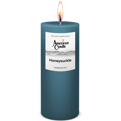 American Candle Honeysuckle 3x9 Scented Pillar Candle with Flame - Made in the USA