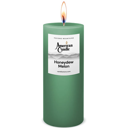 American Candle Honeydew 3x9 Scented Pillar Candle with Flame - Made in the USA