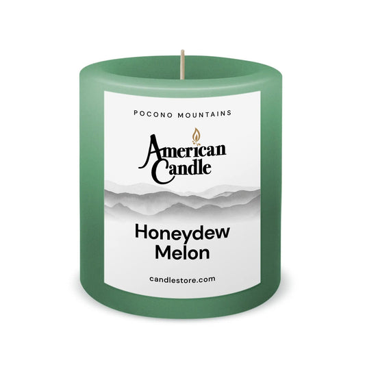 American Candle Honeydew Melon 3x3 Scented Pillar Candle - Made in the USA