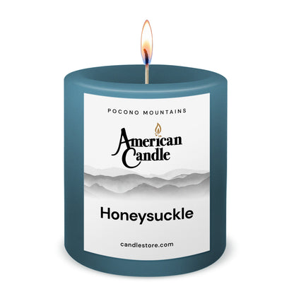 American Candle Honeysuckle 3x3 Scented Pillar Candle with Flame - Made in the USA